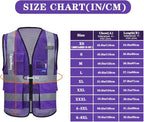 A-SAFETY High Visibility Mesh Safety Reflective Vest with Pockets and Zipper,Hi Viz Work Vest for Men Women (Purple Mesh 4XL-5XL)