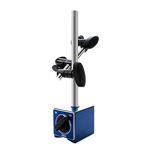 Dasqua Magnetic Base, Adjustable Stand with Fine Adjustment Holder for Dial Indicator, 3/8" Clamping Hole, Strong Pull Force 220lb/100kg