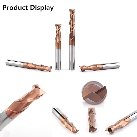 2 Flute 1/4" Carbide Square End Mill Micrograin Milling Bits Sets TISIN Coating CNC Router Bit for Steel