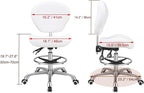 Kaleurrier Adjustable Height Drafting Stool Drafting Chair with Backrest & Foot Rest,Swivel Rolling Stools for Work Studio Dental Office Salon Kitchen Counter Tall Home Desk Chairs (White)