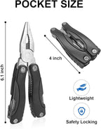 UNOONE 11-in-1 Multitool Pliers - Stainless Steel Pocket Knife with Pliers, Screwdriver & Bottle Opener - Aluminum Handle EDC Knives for Survival, Camping, Hunting, Hiking - Gift for Men Women(Silver)