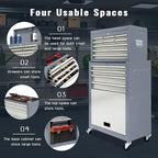 13-Drawer Rolling Tool Chest with Wheels, 2 in 1 Detachable Rolling Tool Chests, Moblie Tool Cabinet with Drawers, Large Lockable Tool Box, Metal Standing Toolbox for Garage Workshop(Gray)