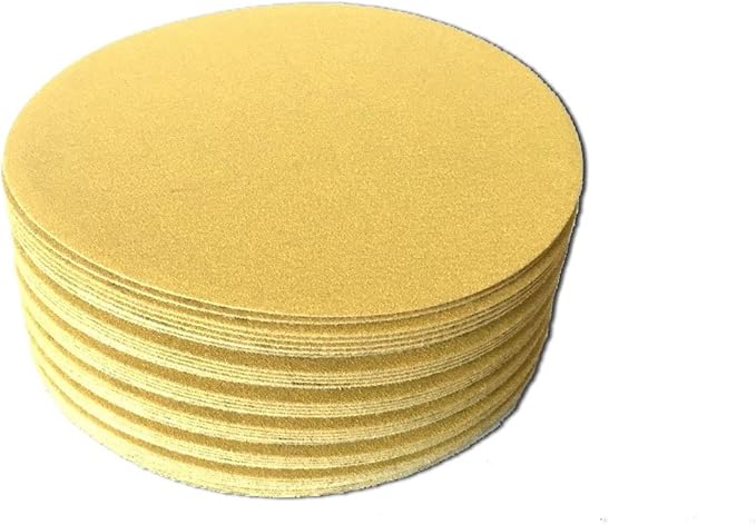 Starcke Premium 6 Inch No Hole Hook and Loop Grip Sanding Discs - Gold Aluminum Oxide - for Wood, Auto Body, Paint, Primer, Metal, and Plastics (50 Pack, 240 Grit)