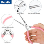 VISEMAN 6" Mini Needle Nose Pliers with Comfort Grip Handles, 2PCS Long Nose Pliers Set for Handmade Craft, Pink