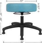Chair Master 17" Round Vinyl Fabric Stool, Table Height, 360 deg Level Activation, Heavy Duty, Lab, Medical, Garage, Home, Spa, Cleanroom (Glides, Aqua)