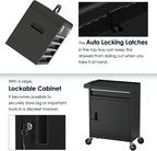 5-Drawer Tool Box with Wheels, Rolling Tool Storage Cabinet with Detachable Top Tool Chest and Locking Mechanism, Metal Tool Cart for Garage Workshop and Room Use (Black)