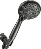 Handheld Shower Head, 6 Spray Setting High Pressure Shower Head with Brass Swivel Ball Bracket and Extra Long Stainless Steel Hose, Oil-Rubbed Bronze, 5"