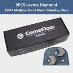 Concrete Floor Grinding Discs, Diamond Metal Grinding Tooling for Lavina Grinders, Concrete Preparation & Thin Epoxy Remove, Double Arrow Segments 16 Grit Medium Bond, Pack of 9
