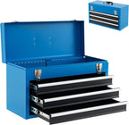 Goplus Tool Box with 3 Drawers, 4-Tier 20" Portable Tool Chest Organizer with Top Tool Tray, Auto Lock, Protective Liner, Handle, Steel Metal Small Toolbox for Gargae, Workshop, Home