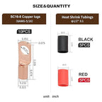 Thick Copper Electric Wire Lugs,10Pcs Bare Copper Gauge 6Awg-5/16(M8) Ring Heavy Duty Battery Cable Lugs Ends Ring Terminals Connectors with 10Pcs 3:1 Heat Shrink Tubing Assortment Kit