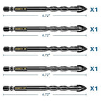 5 Pcs 3/8" Masonry Concrete Drill Bit Set for Tile Brick Glass Plastic Wood, Cross Tungsten Carbide Tip, Hex Shank, Work with Ceramic Porcelain Tile Wall Mirror Paver, 3/8 Inch Drill Bits, 10mm