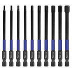 HPHOPE Impact Hex Head Allen Wrench Drill Bit Set 10 Pcs - SAE, TS2 Steel Hex Bits Set, 1/4” Hex Shank with Magnetism, 100mm Long with Storage Box.