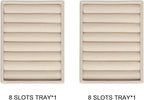 Frebeauty Small Jewelry Tray Set,Velvet Ring Organizer,Stackable Jewelry Organizer Tray,Mini Jewelry Drawer Organizer,4.92 x 3.74 x 0.9 Inches,7 Slots Ring Tray for Women(Set 2,Beige)