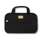 LAURA GELLER NEW YORK Quilted Folding Travel Makeup Bag, Black - Hanging Toiletry Bag Organizer for Travel - Large Capacity Full Size Makeup Bag - Easy to Clean