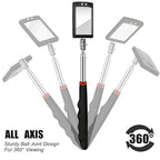 3 Pieces Telescoping Inspection Mirror Inspection Tool for Check the Condition of Vehicle, Observe the Eyelashes, Mouth and Other Small Parts(Rectangle with Light,7.9 x 2.5 x 1.2 Inch)