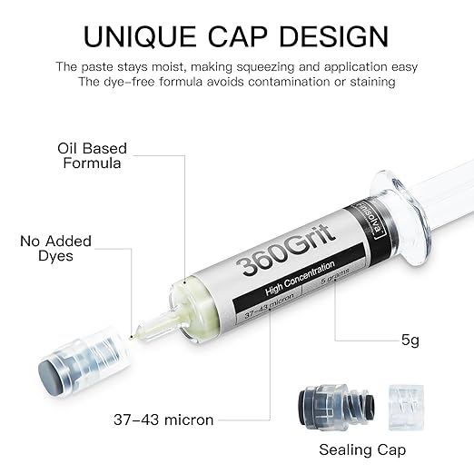 Diamond Polishing Compound Lapping Compound 360 Grit 37-43 Microns with 30% Concentration of Diamond Powders Diamond Stropping Paste for Glass Marble Metal Resin Rock Jewelry Watch etc.