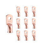 10pcs 2 AWG-1/4”(M6) Ring Terminals 2 Gauge Copper Wire Lugs Battery Cable Ends Heavy Duty Battery Cable Terminal Connectors