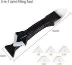 Multifunctional 3-in-1 Silicone Caulking Tool kit - The Ultimate Tile Joint Treatment Tool for Cleaning, Leveling, Seam Pressing, Shaping and Edge Finishing (Plastic Scouring Blade)