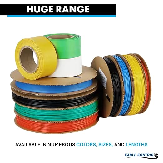 Kable Kontrol Heat Shrink Tubing - 1/2” Inch - 100' Ft Long, Yellow & Green Polyolefin - 2:1 Industrial Shrink Tube & Cable Sleeve for Electrical Wire Insulation - Rated for 600 V