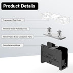 4Pcs DIN Rail Terminal Blocks with Cover, IN-411S 600V 60A Electrical Connection Terminals, 8Pcs 14-12 AWG Insulated Fork Spade Wire Connectors & 3.15 Inch DIN Rail Included