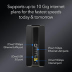 NETGEAR Nighthawk Tri-Band WiFi 7 Router (RS700S) - Security Features, BE19000 Wireless Speed (up to 19 Gbps) – 10 Gig Internet Port - Covers up to 3,500 sq. ft. – 1-Year Armor & Free Expert Help