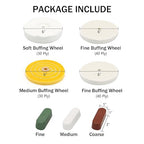 SCOTTCHEN 6inch Buffing Polishing Wheels 1/2" Arbor Hole,Soft/Fine/Medium for Bench Grinder Tool-4PCS,with Buffing Polishing Cutting Compounds 7.4 Oz.Kit