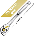 3/8 Inch Drive Ratchet Wrench, 3/8 Ratchet Wrench, Socket Wrench, 72-Tooth Quick-release Reversible Cr-Mo Head, Chrome Steel Made - 7.9''20cm