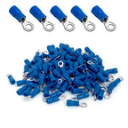 ANGSTROM #6 Bolt Ring Terminals, Insulated Electrical Crimp Connectors 100pcs (16-14ga Blue)