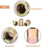 Keadic 150Pcs M3 Rivet Nuts Metric Zinc Plated Rivet Nut Carbon Steel Rivet Nut Flat Head Threaded Insert Kit Threaded Rivet Insert Nutsert Rivnuts Kit for Furniture
