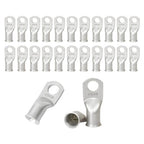 25Pcs 4/0 AWG 3/8"(M10) Stud Tinned Copper Ring Terminals Battery Cable Ends Wire Lugs 4/0 Gauge Battery Cable Lugs Heavy Duty Cable Lugs Bare Copper Eyelets Tubular Ring Terminal Connectors