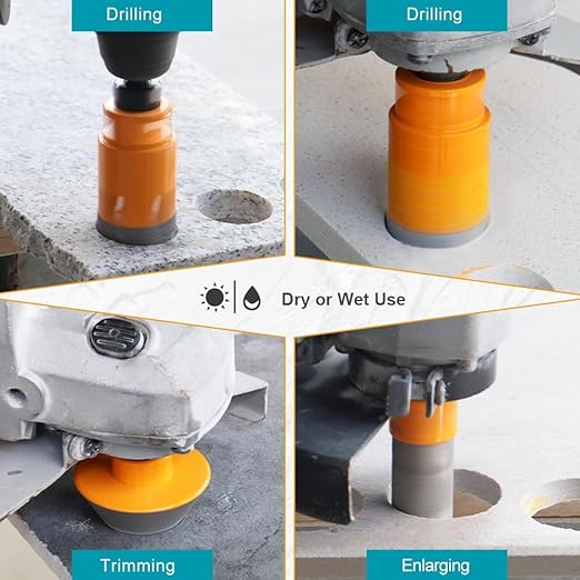 Diamond Tile Hole Saw Kit 12pcs - Diamond Core Drill Bits 6/6/8/19/25/35/50/75/102mm for Tile Porcelain Ceramic Marble with 20mm Finger Bit and 50mm Chamfer Bit Trimming Holes and SDS Adapter