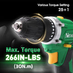 NEWBEAT Power Drill Set - 21V MAX Power Drill Driver, Electric Cordless Drill with Battery and Charger, 3/8" Keyless Chuck, 2 Variable Speed, 25+1 Torque Setting Power Tools for Home and DIY Project