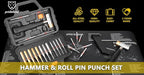 Pridefend Punch Set,Brass Punch Set and Roll Pin Punch Set Made of Solid Material Including Steel Pin Punch Set and Bench Block, Hammer with Detachable Heads,Punch Set with Portable Storage Case