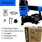 BHTOP CN45N Roofing Nailer, 15 Degree Roofing Nail Gun, 3/4-Inch to 1-3/4-Inch Coil Nails, 120-pcs Load Capacity Coil Nailer in Blue
