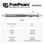 FivePears Down Cut Spiral Router Bit for CNC, 1/4 inch Cutting Diameter and 1 inch Cutting Length 1/4 inch Shank Carbide End Mill Router Bit for Wood Carving Engraving Grinding Grooving