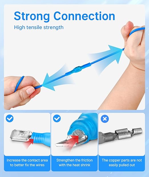 Kuject 280PCS Heat Shrink Wire Connectors, 22-10 AWG Electrical Insulated Male Female Wire Spade Terminals, Quick Disconnect Waterproof Crimp Butt Terminals for Automotive Marine Boat Truck