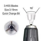 Deburring External Chamfer Tool, with HSS Blade, Quick Release Hex Shank Deburring Chamfering Drill Bit for 1/8" to 3/4"(3-19mm) Diameter TS/DJQ-01