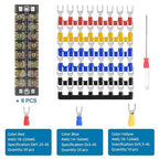 73Pcs(6Sets) Terminal Block Set, 6Pcs 8 Positions 600V 25A Dual Row Screw Terminal Strip Block + 6Pcs Pre-Insulated Terminals Barrier Strip + 60Pcs Insulated Fork Wire Connector by CGele…