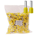 500pcs AWG 6/16.0mm² Wire Ferrules Terminals, AWG6 Terminal Connector Wire Insulated Cord Pin Ends Terminals for Electric, Industrial, Chemical Industry, etc. Yellow