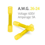 Wirefy 150 PCS Heat Shrink Butt Connectors Yellow 26-24 AWG - Marine Grade Butt Splice Connectors - Electrical Waterproof Heat Shrink