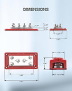 450A Bus Bar 12v Power Distribution Block 6 x 5/16"(M8) Terminal Block Heavy Duty Waterproof Buss Bar Junction Block Marine Battery Bus bar for Automotive Boat Solar System