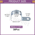 Swpeet 30Pcs 1-1/2"(40mm) Zinc Plated One Hole EMT Pipe Strap Kit, Pipe Straps U Bracket Tube Strap Pipe Clamp 1 Hole Snap On Pipe Strap Conduit Clamps Tension Clips for Fixing EMT Conduit Pipe