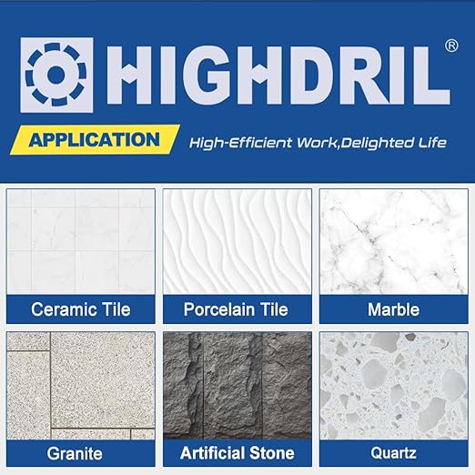 HIGHDRIL Diamond Drill Bits Kit with Triangle Shank for Porcelain Tile Ceramic Marble Brick Concrete Vacuum Brazed Hole Saw(6/8/10/20/25/28/32/35/45/65mm+50mm Hex Shank Chamfer Beveling Bit