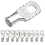 SELTERM 10pcs 2 AWG-3/8 Stud (Wide Pad) Tinned Copper Wire Lugs,Heavy Duty Battery Cable Ends,2 Gauge Ring Terminals,UL Battery Lugs Marine Grade Copper Eyelets Electrical Battery Terminal Connectors