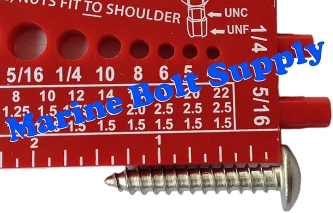 Nut, Bolt & Screw Gauge Standard & Metric Coarse & Fine Diameter, Length & Thread Pitch (Blue)