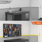 2 PCS Metal Pegboard Wall Storage Shelves 24x12 Inches with 50 PCS Pegboard System for Garage Organization Black Pegboard Hooks for Efficient Tool Storage and Workbench Organization（black）