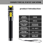 Visual Fault Locator,100-120KM Fiber Optic Cable Tester Meter VFL Red Light Pen Light Source Testers(100-120KM)