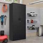 BESFUR Metal Cabinet with 5 Adjustable Shelves and Doors, Locking Storage Cabinet for Garage, Classroom and Office - Black