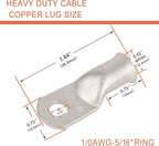 10pcs 1/0 AWG-5/16(M8) Tinned Copper Ring Terminals Battery Lugs, Heavy Duty Wire Lugs, Battery Cable Connectors