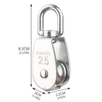 Rocaris 6 Pack M25 Lifting Single Pulley Roller Loading 330Ibs, 304 Stainless Steel Heavy Duty Single Wheel Swivel Lifting Rope Pulley Block